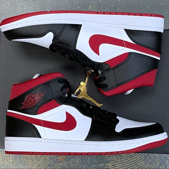 Nike Air Jordan 1 Mid 554724-122 Gym Red 10 Black - Picture 2 of 10